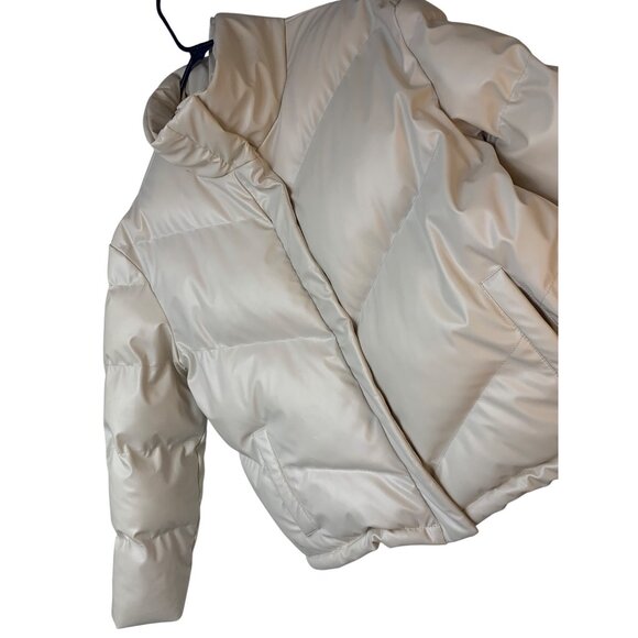 BB Dakota Steve Madden Answer My Layer Crop Boxy Puffer Jacket Bone M RA10052 - Picture 2 of 10